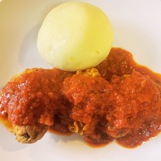 Vegan Stewed Chicken and Fufu